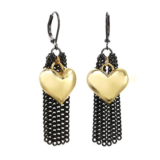 14kt Gold Vermeil Puffy Heart & Gun Metal Earrings