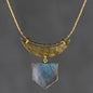 Labradorite Shield & Hammered Moon Necklace