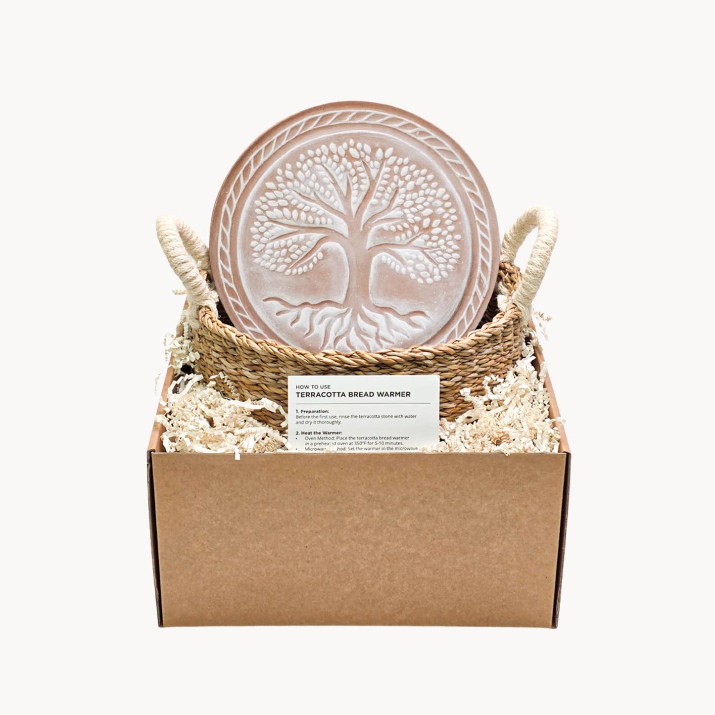 Handmade Bread Warmer & Wicker Basket - Tree of Life Round Pattern