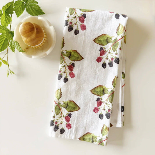Blackberry 100% Cotton Tea Towel by Watercolor Artist Emily Lex