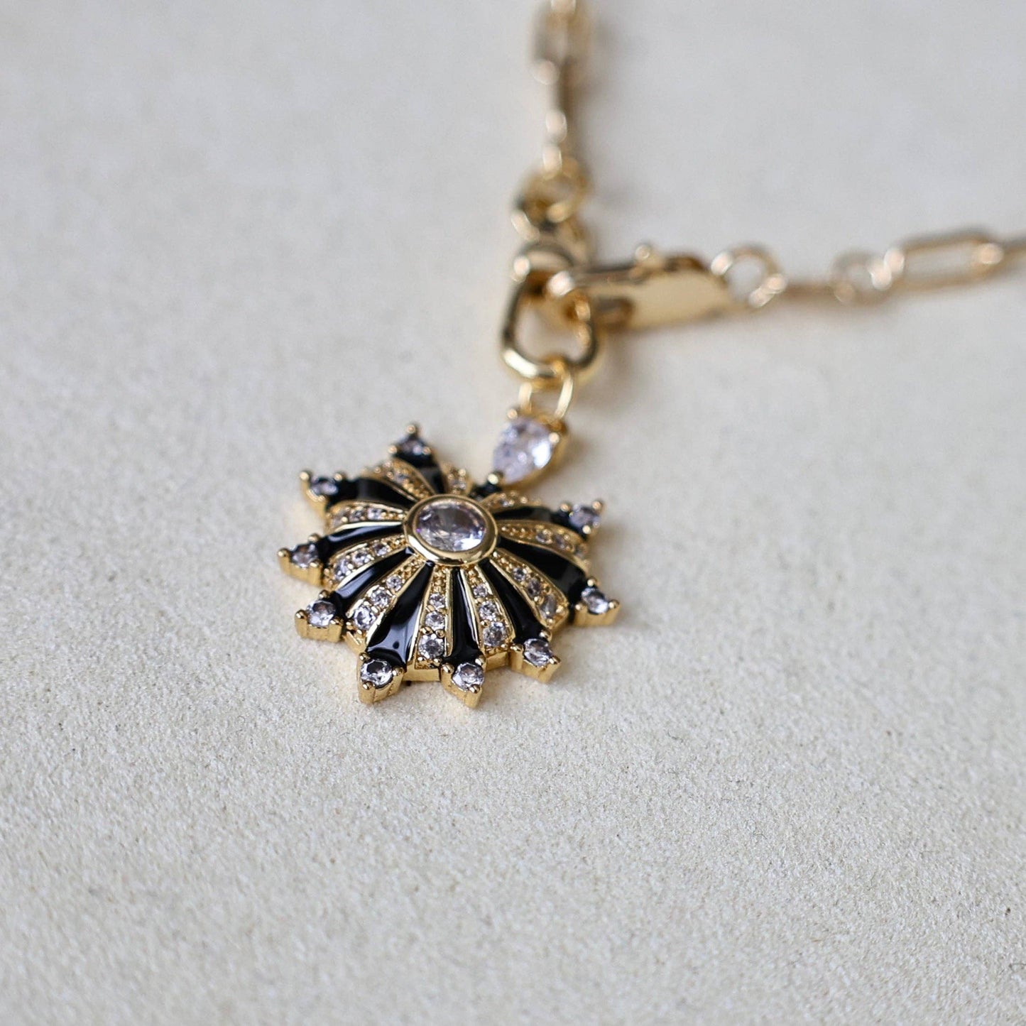 Enamel Pave Heart Charm 18kt Gold Fill Necklace