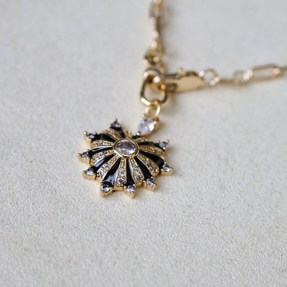 Enamel Pave Heart Charm 18kt Gold Fill Necklace