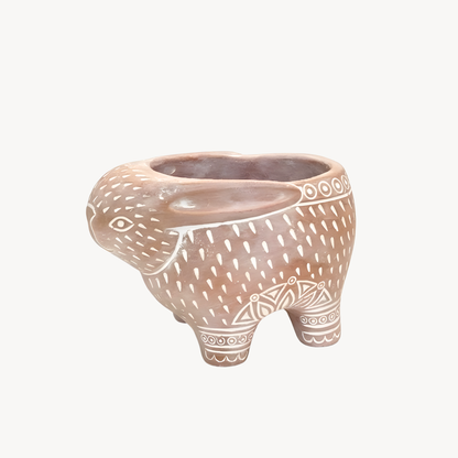 Handmade Terracotta Rabbit Planter Pot With ZZ Plant