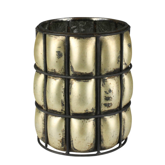 Gold Blown Glass Hurricane Medium