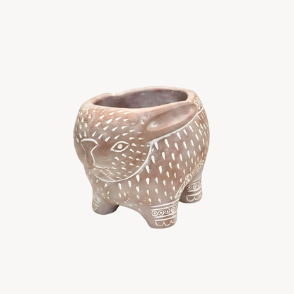 Handmade Terracotta Rabbit Planter Pot With ZZ Plant