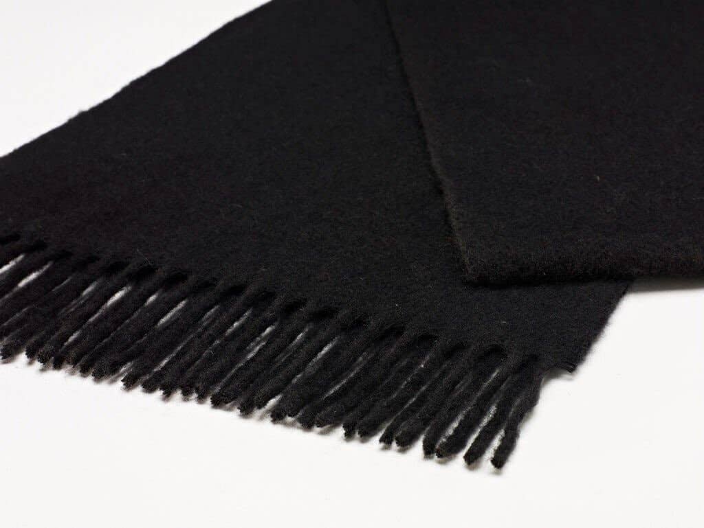 Black Merino Wool Scarf - Made in England