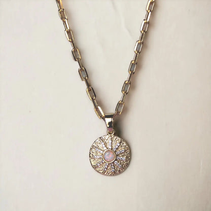Lab Opal Sunburst 18kt Gold Filled Paperclip Necklace