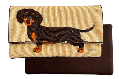 Dachshund Beaded Crossbody Clutch