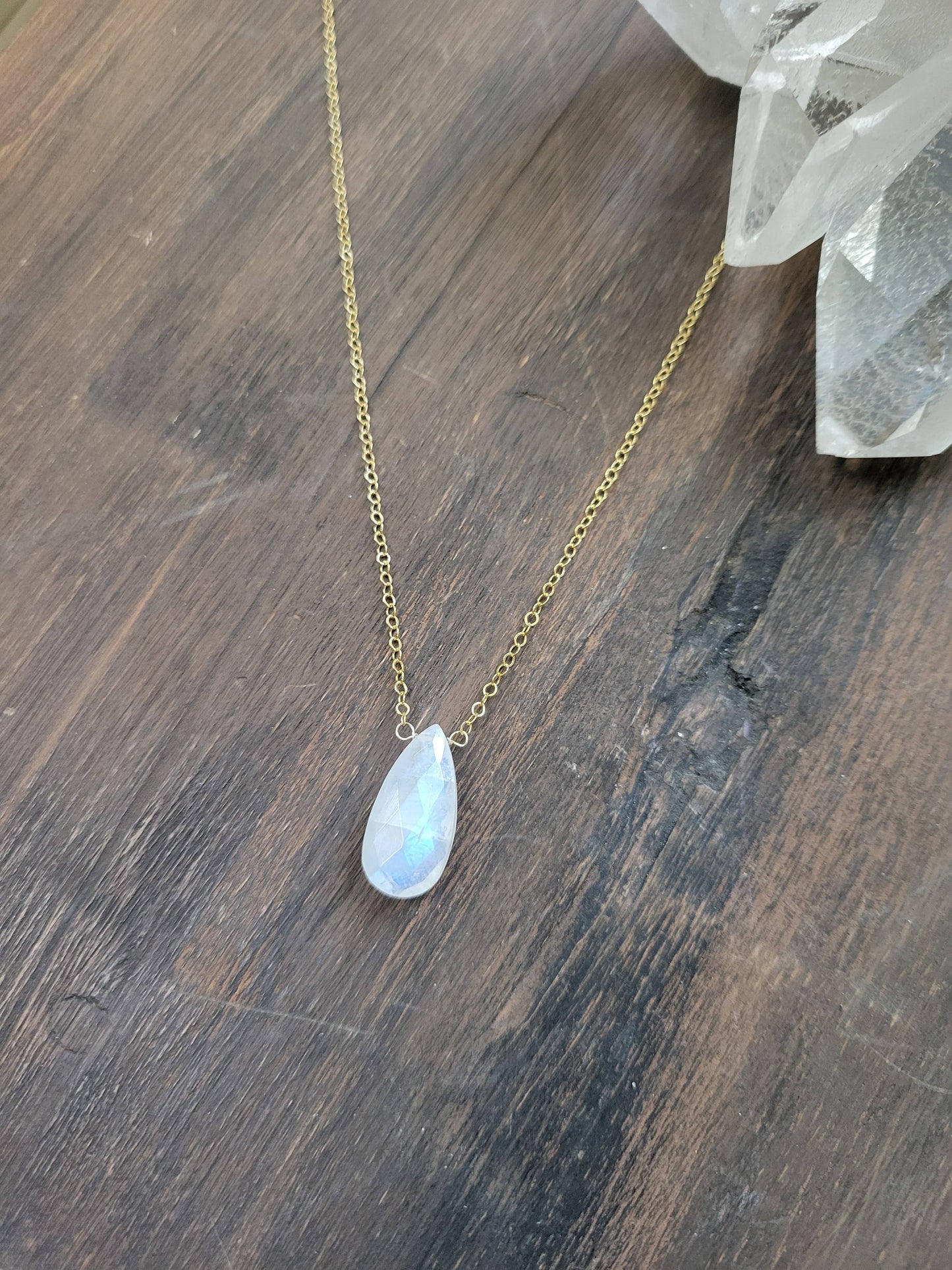 Moonstone Pendant Necklace : 16 in. / 14K Gold Filled