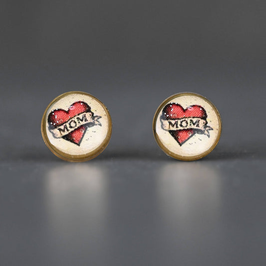 Mom Tattoo Resin Enamel Earrings