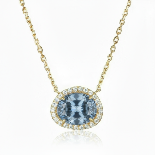 Stormy Blue-Gray Dichroic Glass 14kt Gold Vermeil Necklace