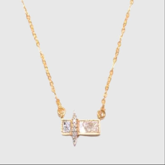 Natural Diamond Slices & Pavé Champagne Diamonds 18kt Gold Vermeil Necklace