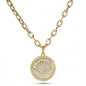 Art Deco Mother of Pearl Clear Pavé 14kt Gold Vermeil Necklace