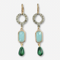 The Daisy Mae - Refashioned Vintage Rhinestone, Blue Stones & Malachite Earrings