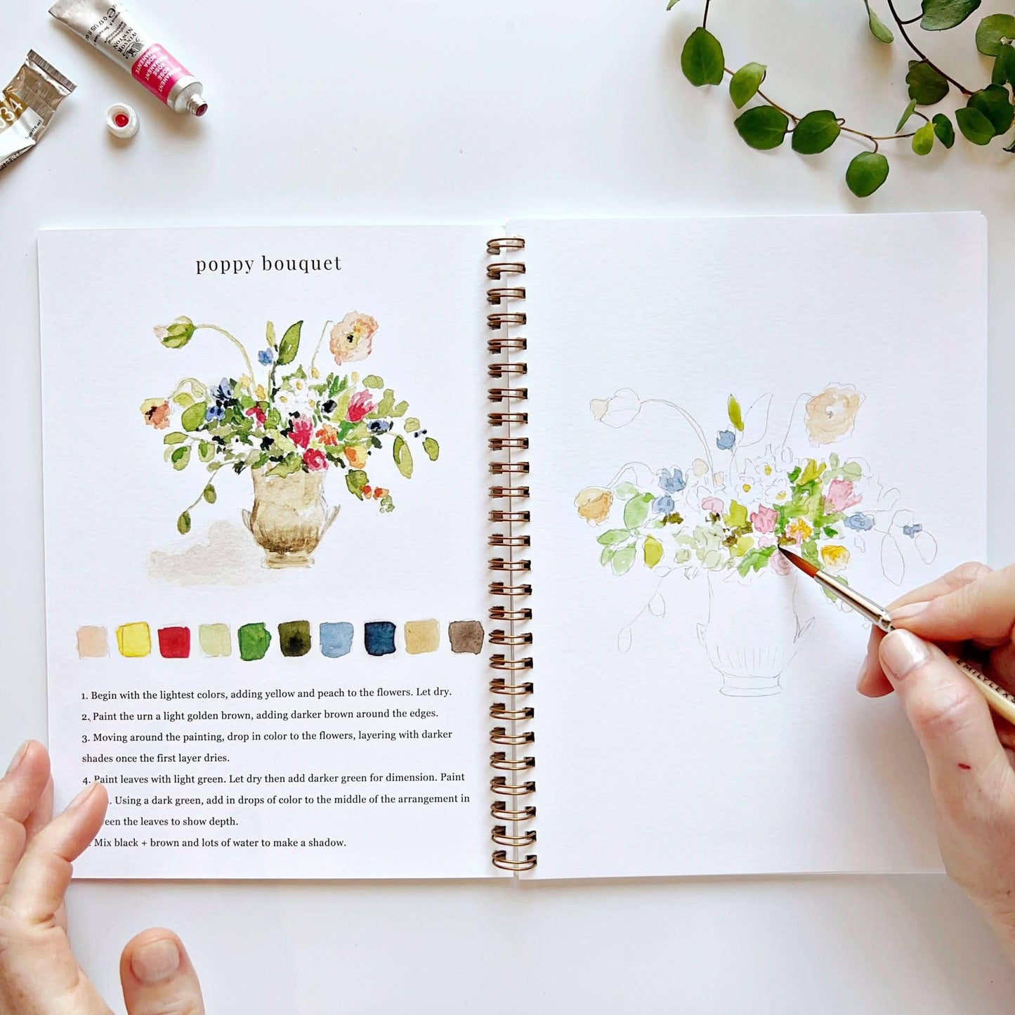 Bouquets Watercolor Workbook by Watercolor Artist Emily Lex