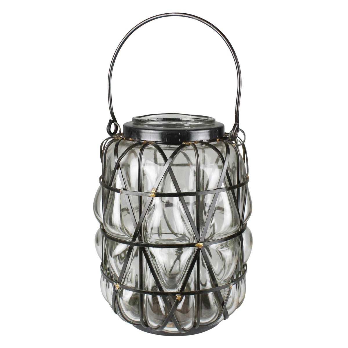 Medium Blown Glass Iron Framed Hurricane