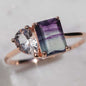 Fluorite & White Topaz Rose Gold Ring - Size 8
