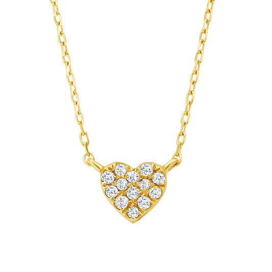 Diamond & 14kt Solid Gold Heart Pendant Necklace
