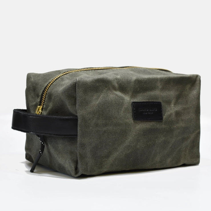 Dark Army Green Waxed Canvas Toiletry Bag/Dopp Kit