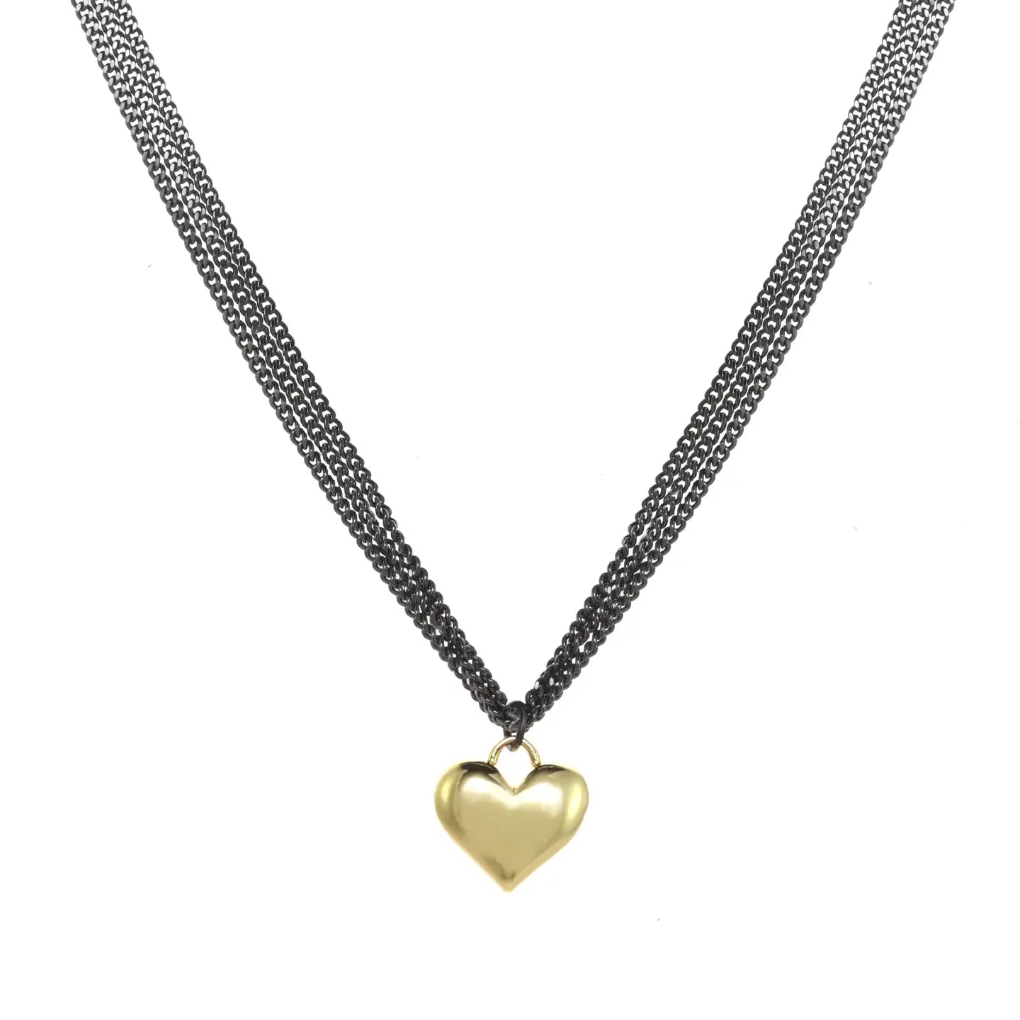 14kt Gold Vermeil Heart Gunmetal Necklace