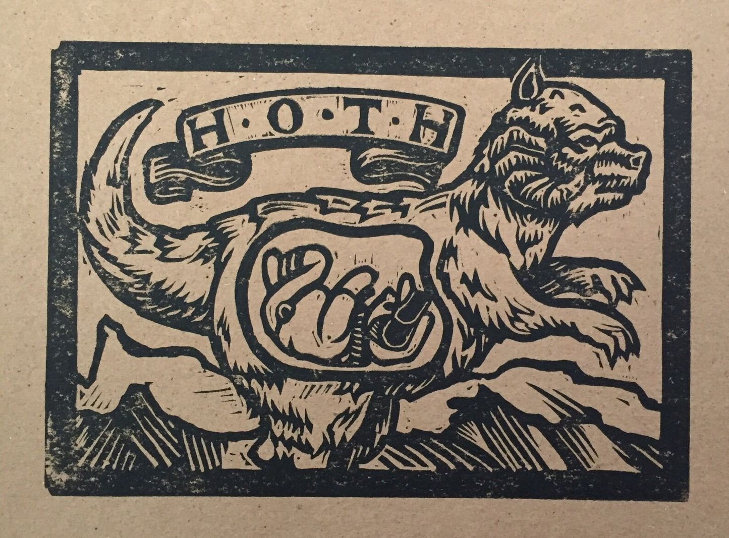 Signed Framed Star Wars Hoth Hand Pulled Linoleum Block Print by Charles State