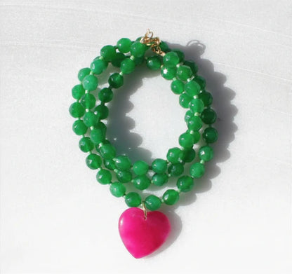 Natural Green & Pink Jade Necklace