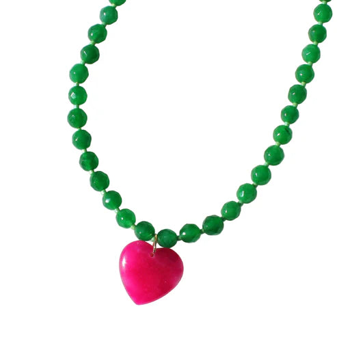 Natural Green & Pink Jade Necklace