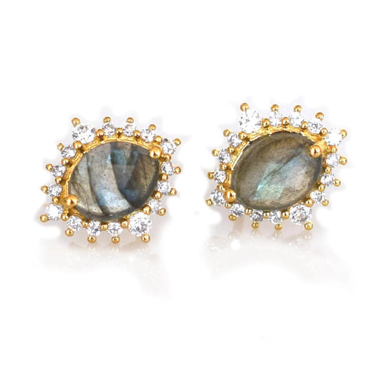 Labradorite 18kt Gold Vermeil Stud Earrings