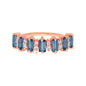 London Blue Topaz Baguettes & Simulated Diamonds 14kt Rose Gold Vermeil Ring - Size 8