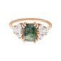 Forest Moss Agate & White Topaz Rose Gold Ring - Size 6