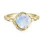 Rainbow Moonstone & White Topaz 14kt Gold Vermeil Ring - Size 5