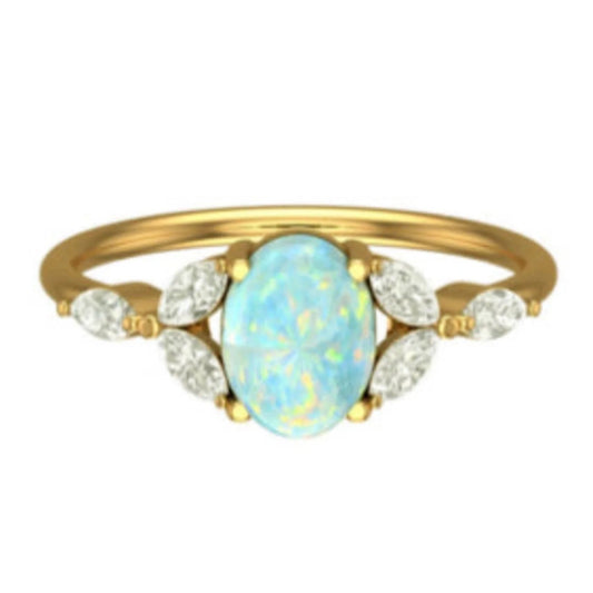 Lab Opal 18kt Gold Vermeil Ring - Size 8