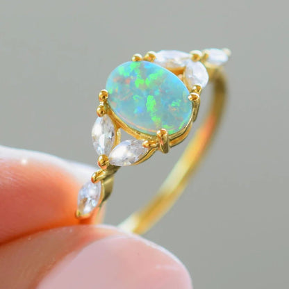 Lab Opal 18kt Gold Vermeil Ring - Size 8