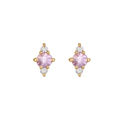 Pink Sapphires & 14kt Gold Stud Earrings