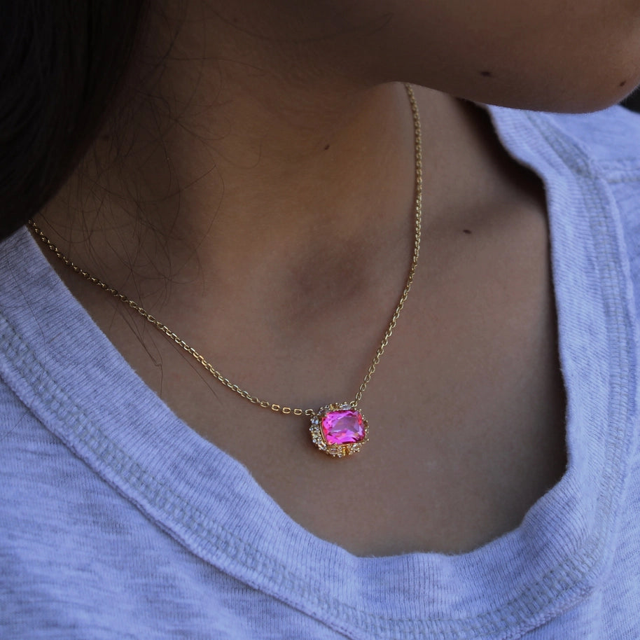 Pink Topaz, Citrine & White Topaz 14kt Gold Vermeil Necklace