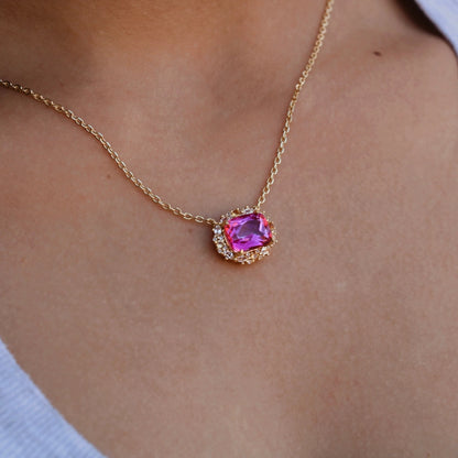 Pink Topaz, Citrine & White Topaz 14kt Gold Vermeil Necklace