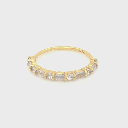 Marquise Cut Rainbow Moonstone & Topaz 18kt Gold Vermeil Ring - Size 8