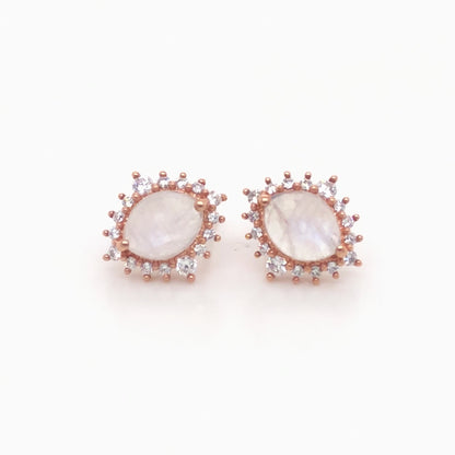 Rainbow Moonstone 14kt Rose Gold Vermeil Stud Earrings