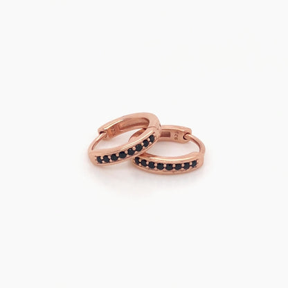 Natural Black Diamonds 14kt Rose Gold Vermeil Hoops