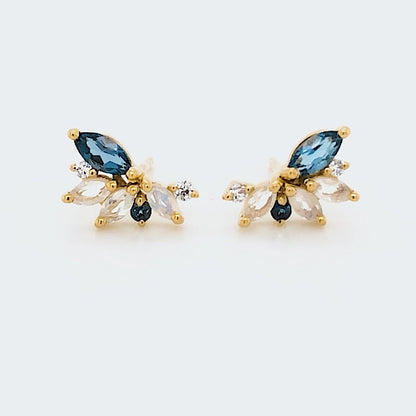 London Blue Topaz & Rainbow Moonstone 18kt Gold Vermeil Earrings