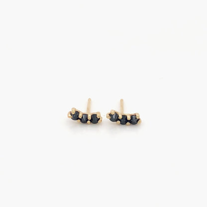 Black Diamond Solid 14kt Gold Stud Earrings