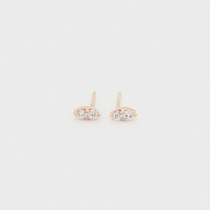 Double Natural Diamond & Solid 14kt Solid Gold Earrings
