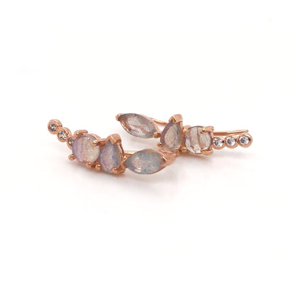 Labradorite & White Topaz 14kt Rose Gold Vermeil Climber Earrings