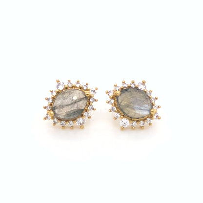 Labradorite 18kt Gold Vermeil Stud Earrings