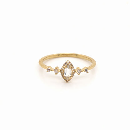 White Topaz 18kt Gold Vermeil Harlow Ring - Size 6