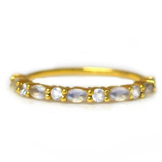 Rainbow Moonstone & Topaz Marquise Band - Size 7
