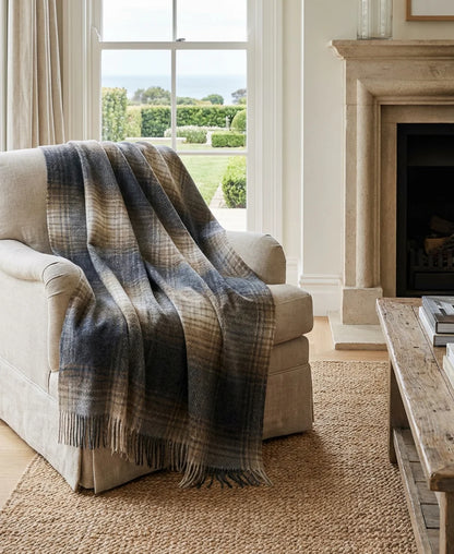 Ombré Highland Tweeds Shetland Lambswool Throw - Made in England