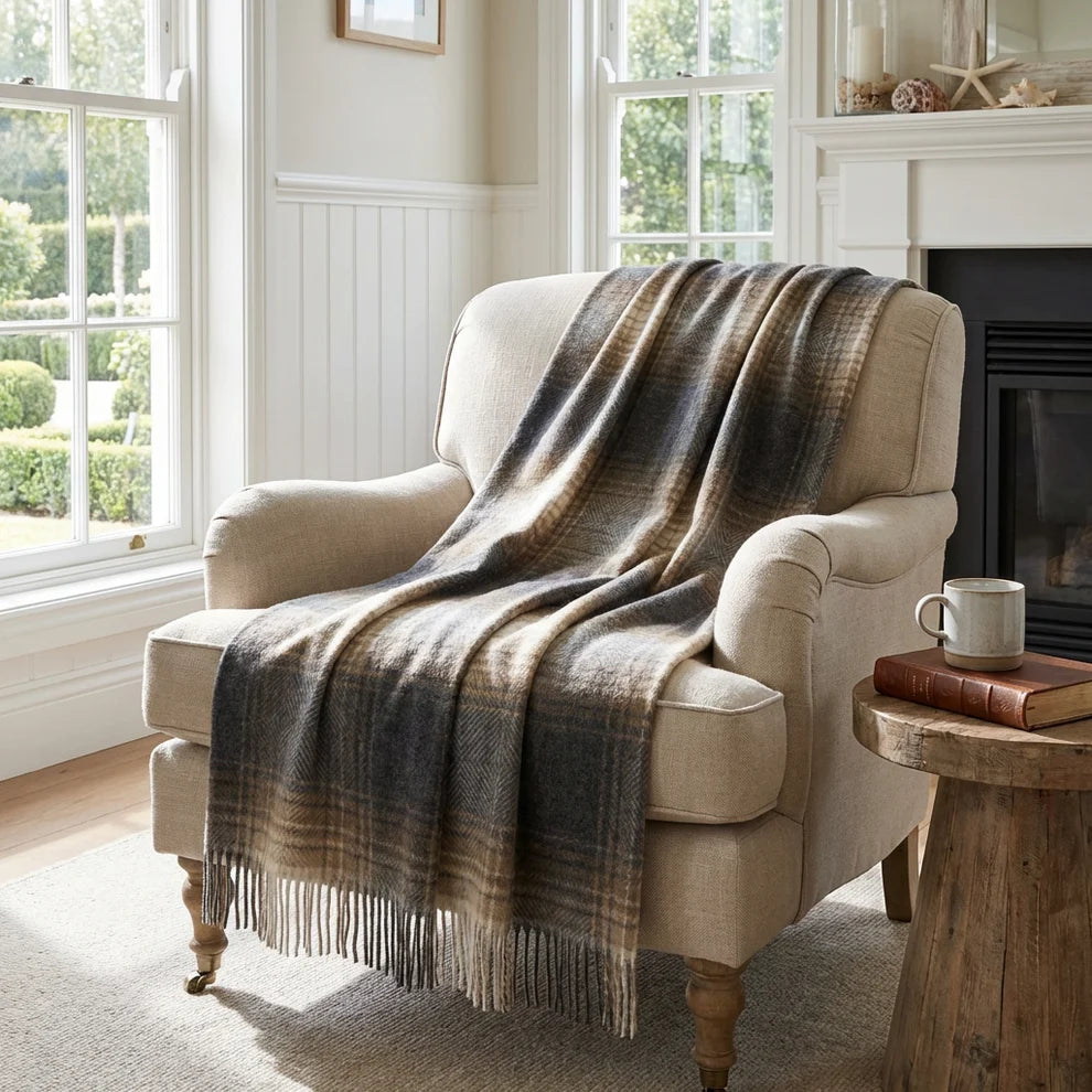 Ombré Highland Tweeds Shetland Lambswool Throw - Made in England