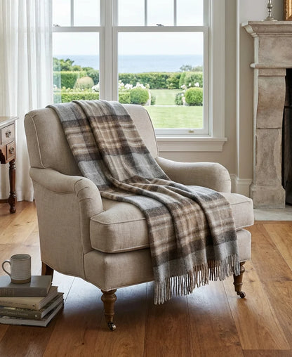 McKellar Tartan Highland Tweeds Wool Fluffy Throw - Made in England