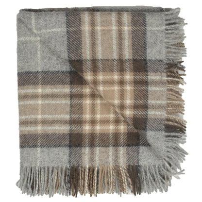McKellar Tartan Highland Tweeds Wool Fluffy Throw - Made in England